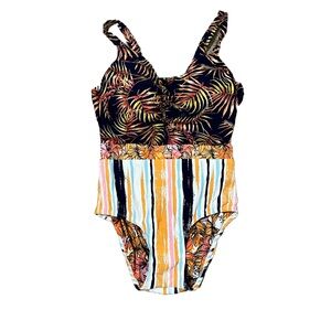Social Angel Mixed Print One-Piece Swimsuit